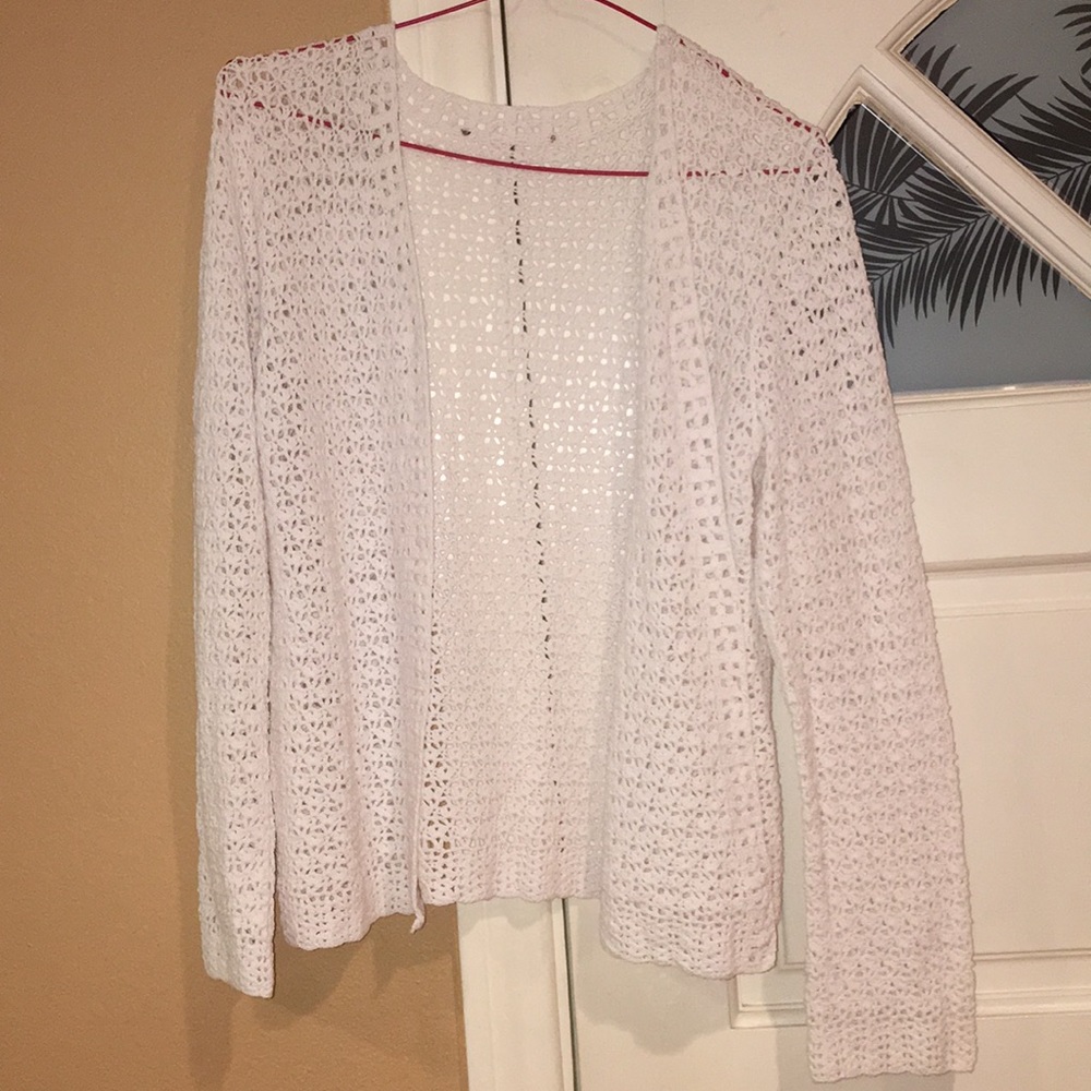 Cotton crocheted sweater in white